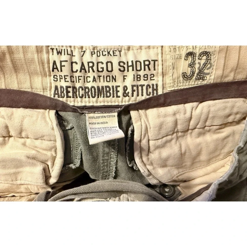 Abercrombie & Fitch AF Cargo Shorts Gray Military Utility Cotton Grunge *SZ 32